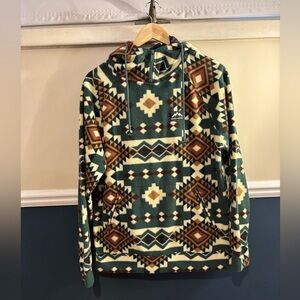 Massive Outdoor Aztec Patterned Green and Brown Hoodie, Unisex Style